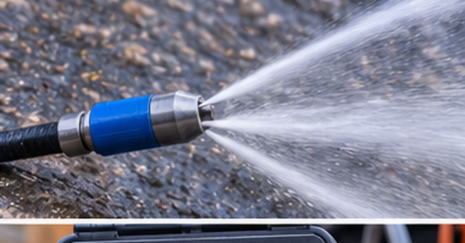 High-pressure drain jetting equipment in action